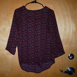 Forever 21 Black and Red Floral Blouse.  Size Med.